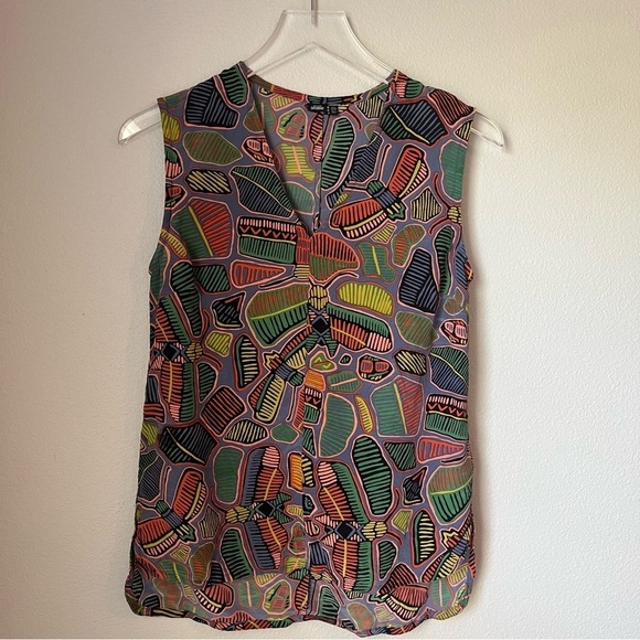 Kate Spade Saturday 100% Silk Colorful Geometric Tank Top Size XS - Picture 1 of 6